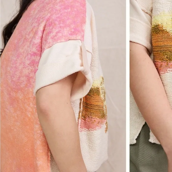 Anthropologie Pilcro Desert Intarsia Sweater Tee Size Medium - Picture 7 of 11